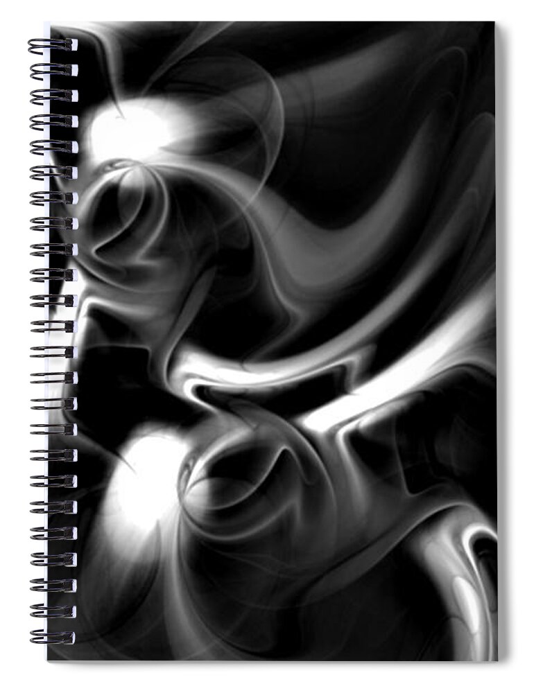 Fractal Spiral Notebook featuring the digital art Black and White Fractal 080810A by David Lane