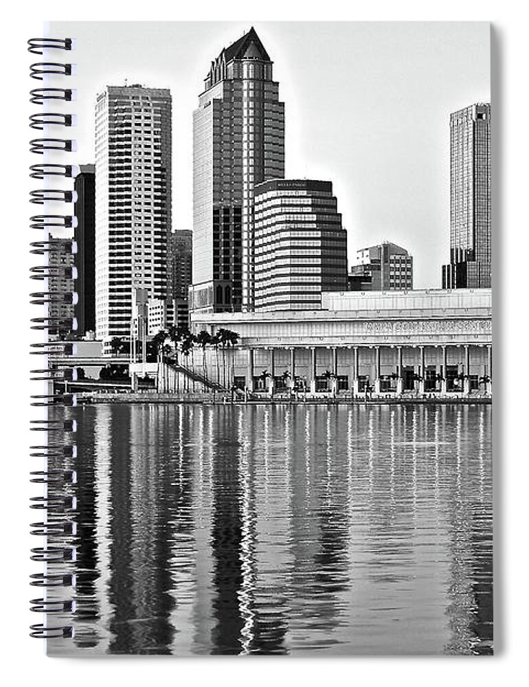Tampa Spiral Notebook featuring the photograph Black and White in the Heart of Tampa Bay by Frozen in Time Fine Art Photography