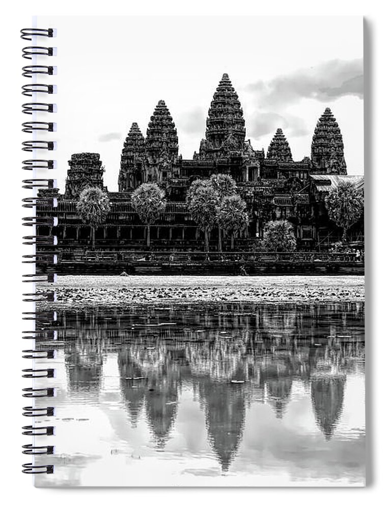 Angkor Wat Spiral Notebook featuring the photograph Black Angkor Wat Cambodia by Chuck Kuhn