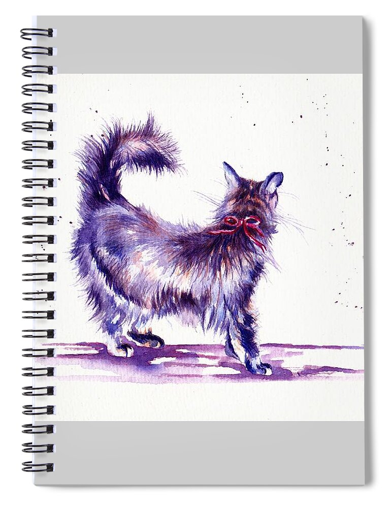 Cats Spiral Notebook featuring the painting Black Cat Dressed to the Nines by Debra Hall