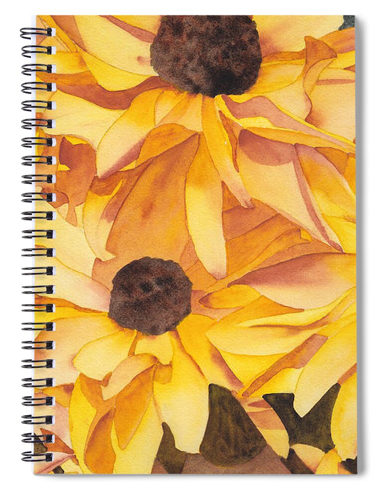 Black Spiral Notebook featuring the painting Black Eyed Susans by Ken Powers