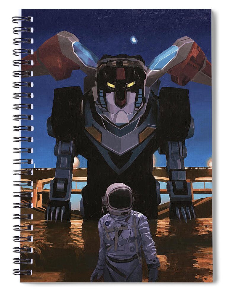 Astronaut Spiral Notebook featuring the painting Black Lion by Scott Listfield