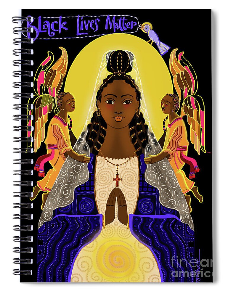 Black Lives Matter Madonna Spiral Notebook featuring the painting Black Lives Matter Madonna - MMBLM by Br Mickey McGrath OSFS