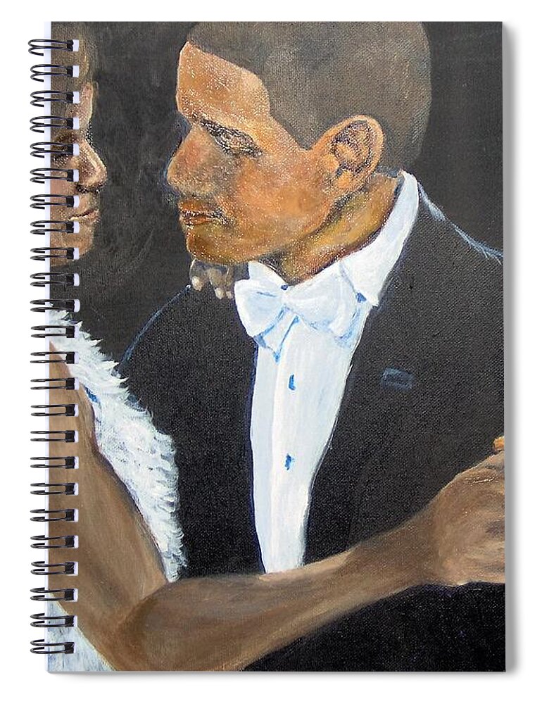 Barack Obama Spiral Notebook featuring the painting Black Love is Black Power by Saundra Johnson