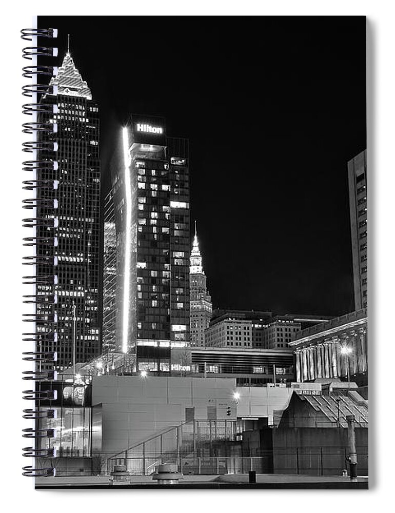 Cleveland Spiral Notebook featuring the photograph Blackest Night in CLE by Frozen in Time Fine Art Photography