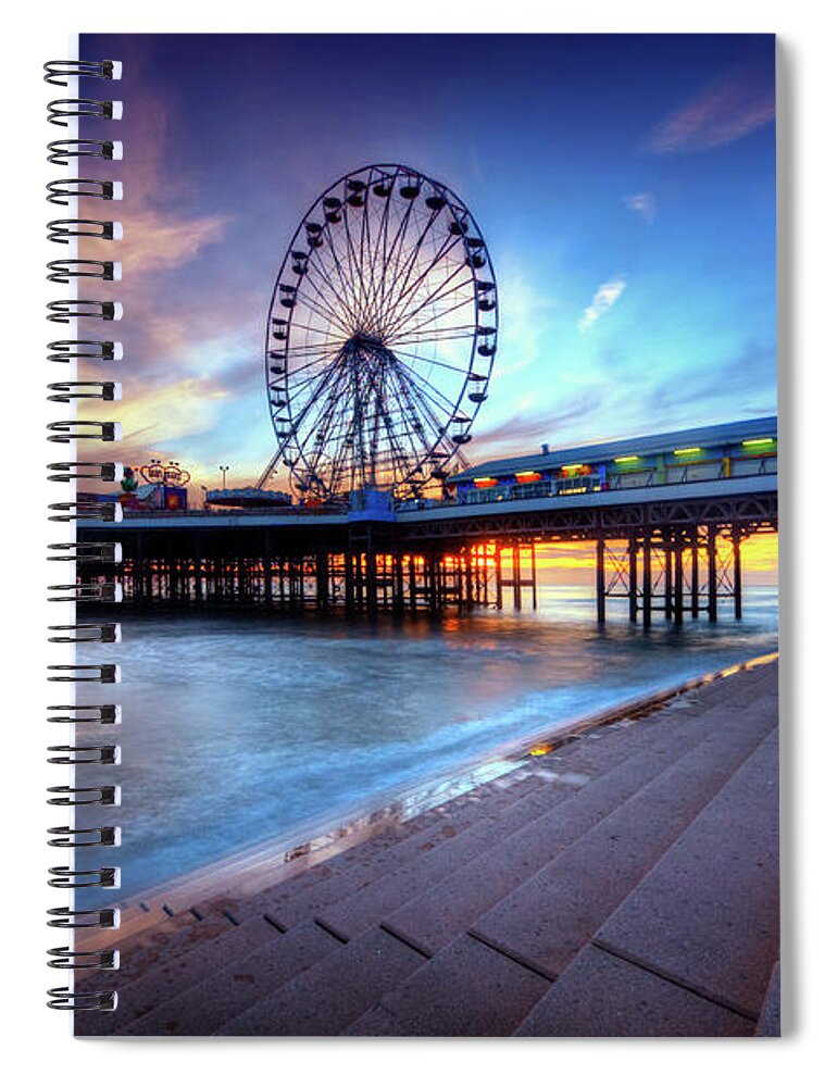 Photography Spiral Notebook featuring the photograph Blackpool Pier Sunset by Yhun Suarez