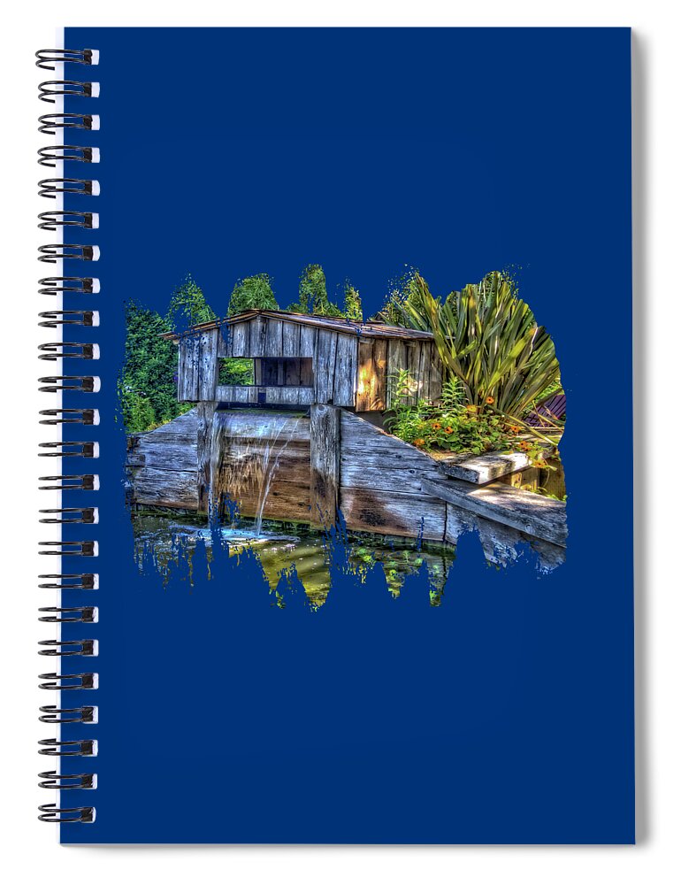 Pond With Waterfall Spiral Notebook featuring the photograph Blakes Pond House by Thom Zehrfeld