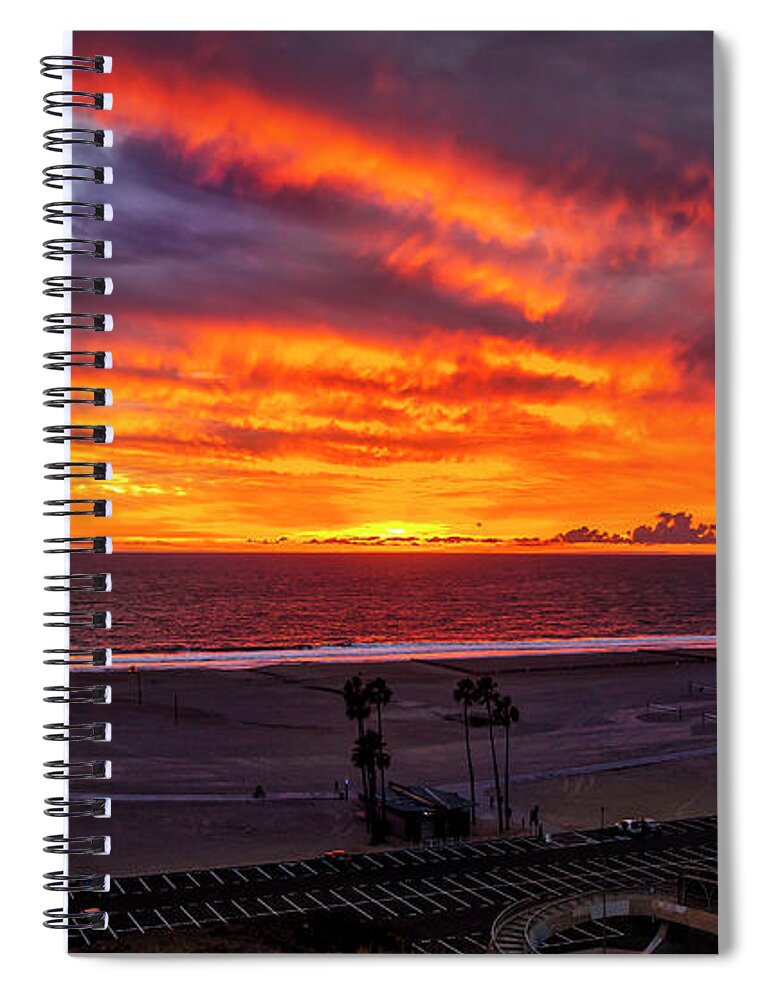Sunset Spiral Notebook featuring the photograph Blazing Sunset Over Malibu by Gene Parks