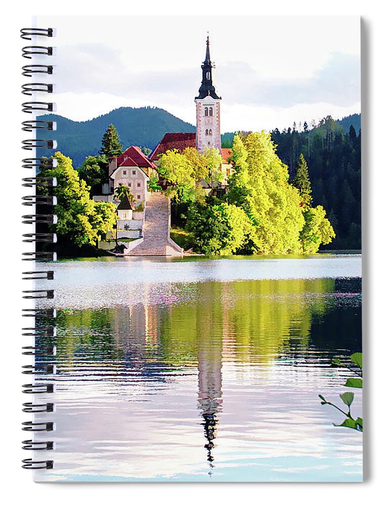 Europe Spiral Notebook featuring the digital art Bled Waking Up - Bled, Slovenia by Joseph Hendrix