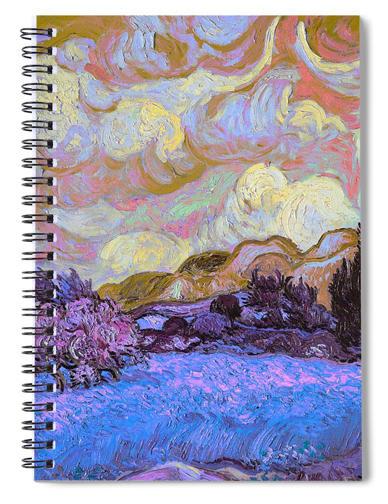 Abstract In The Living Room Spiral Notebook featuring the digital art Blend 20 van Gogh by David Bridburg