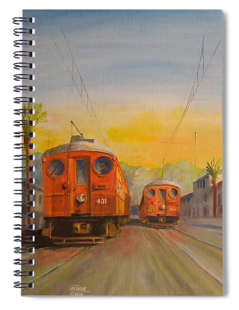 Streetcars Spiral Notebook featuring the painting Blimps by Christopher Jenkins