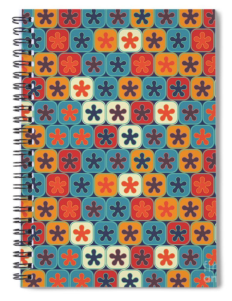 Pattern Spiral Notebook featuring the digital art Blobs and tiles by Gaspar Avila