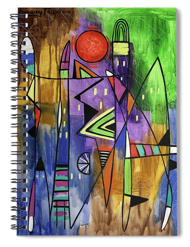 Abstract Spiral Notebook featuring the painting Blood Moon Acts 2-20 by Anthony Falbo