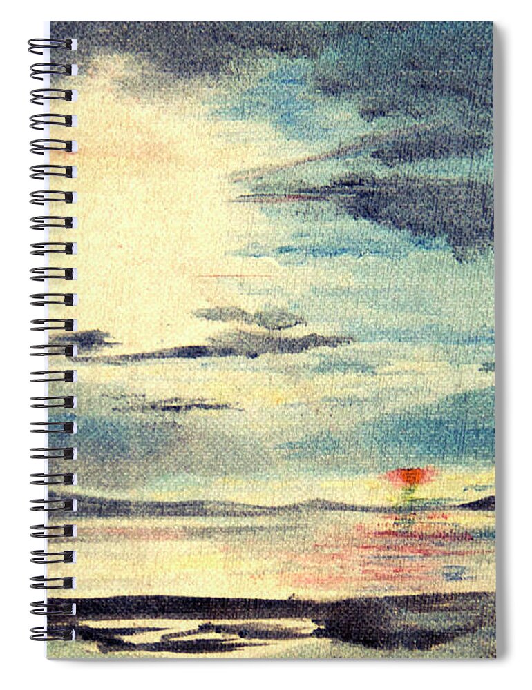Great Salt Lake Spiral Notebook featuring the painting Blood Moon by Nila Jane Autry