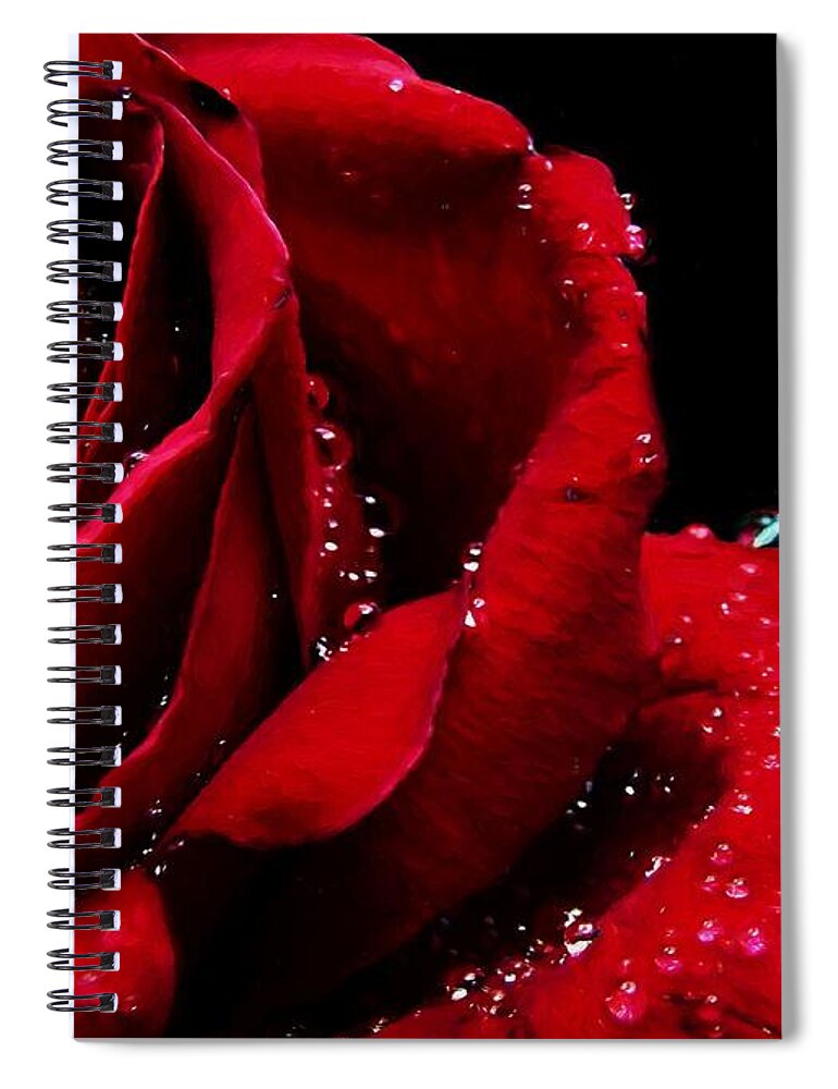 Rose Spiral Notebook featuring the digital art Blood Red Rose by Charmaine Zoe