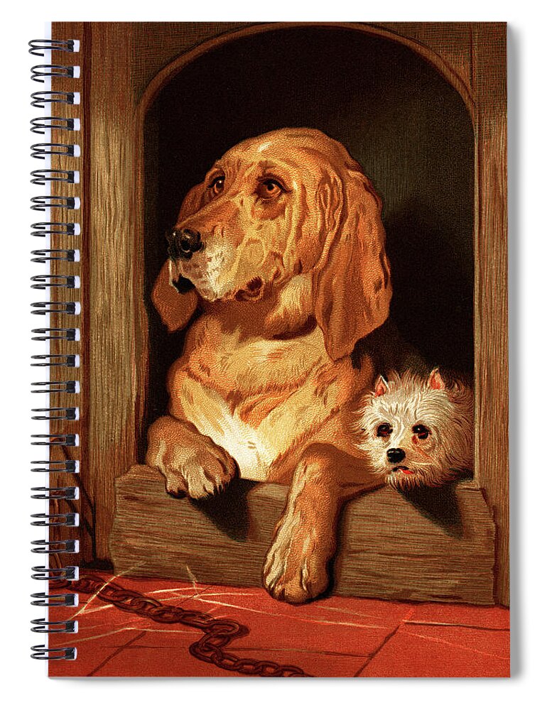 Adorable Spiral Notebook featuring the painting Bloodhound and a terrier by Vincent Monozlay
