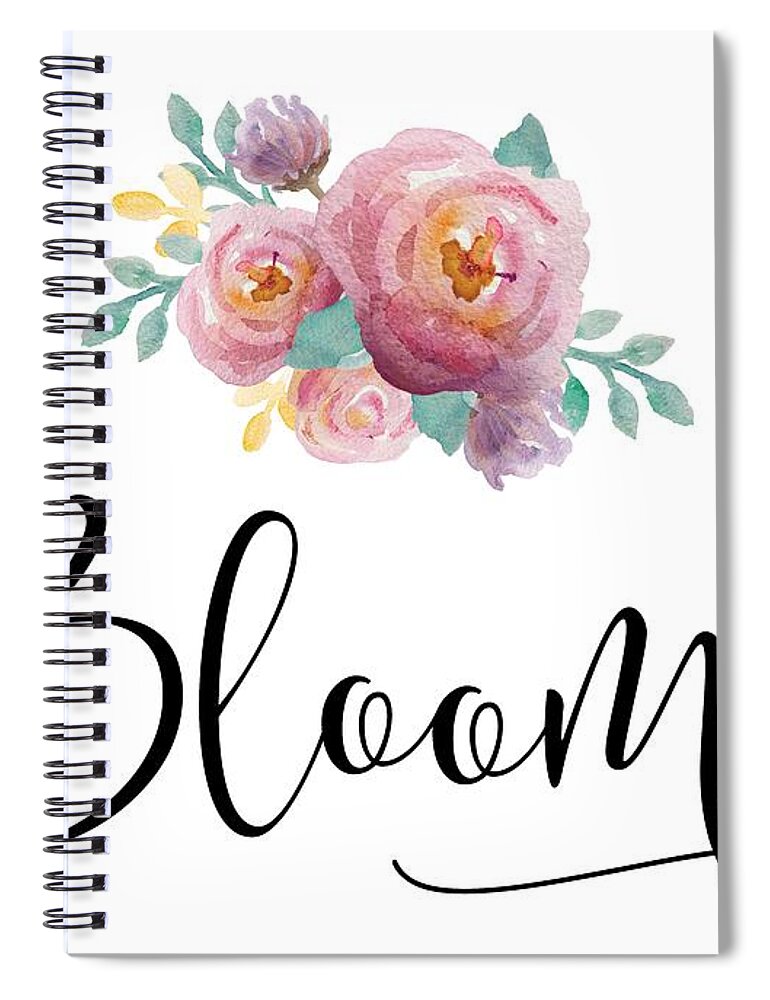 Bloom Spiral Notebook featuring the mixed media Bloom by Nancy Ingersoll