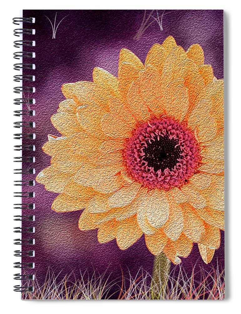 Gerbera Spiral Notebook featuring the digital art Bloom where planted by Vanessa Thomas
