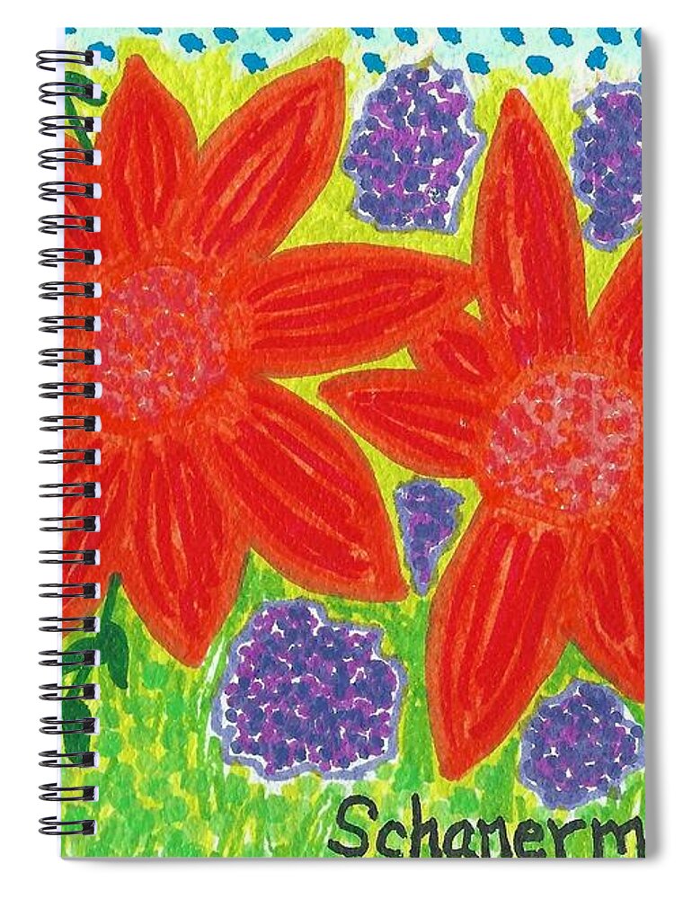 Original Art Spiral Notebook featuring the drawing Bloomin' Blossoms by Susan Schanerman