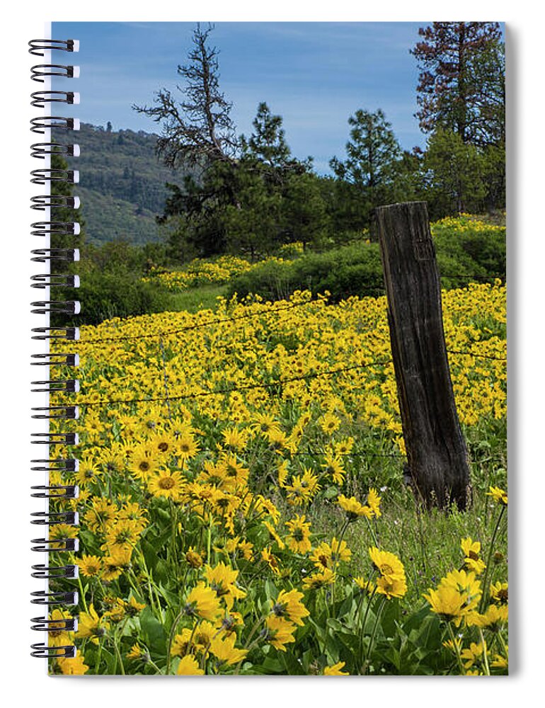 Oregon Spiral Notebook featuring the photograph Blooming Fence by Steven Clark