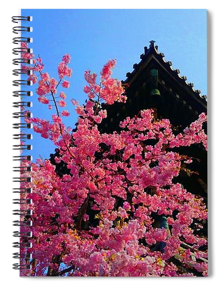Cherry Blossom Spiral Notebook featuring the digital art Blooming by Kumiko Izumi
