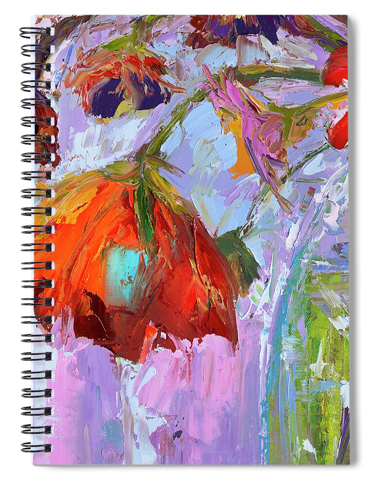 Blossom Dreams In A Vase Spiral Notebook featuring the painting Blossom Dreams in a Vase Oil Painting, Floral Still Life by Patricia Awapara