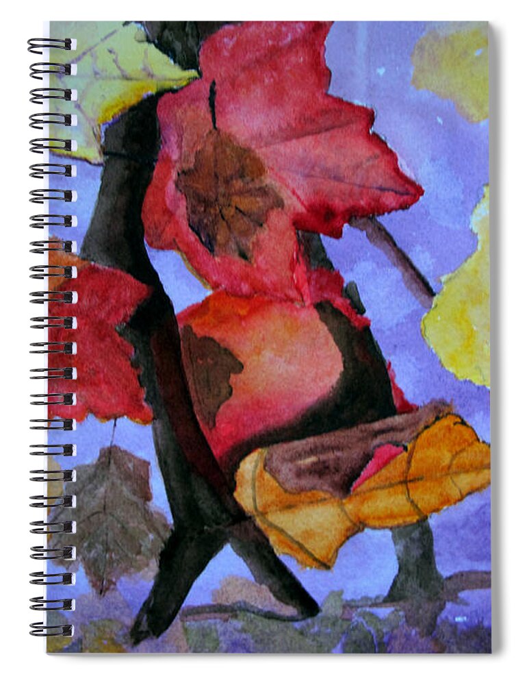 Autumn Spiral Notebook featuring the painting Blowin' in the Wind by Sandy McIntire
