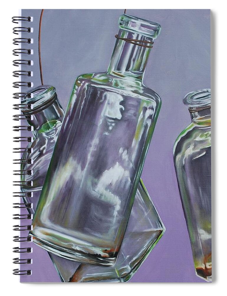 Bottle Spiral Notebook featuring the painting Blowing Rock Bottles by Emily Page