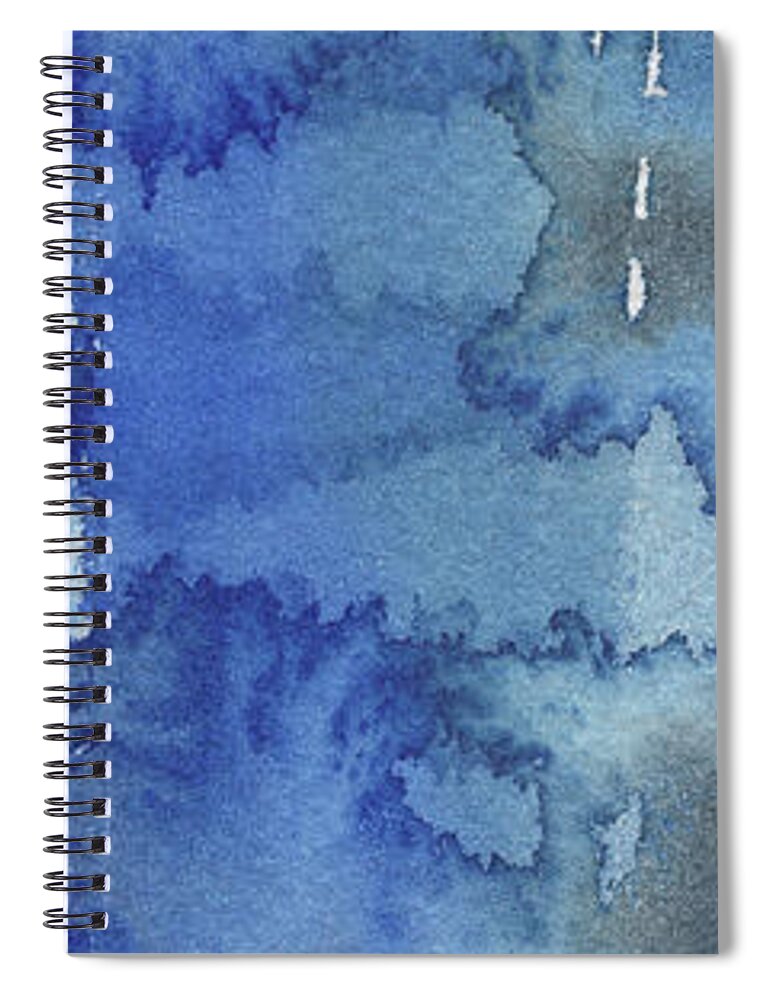Blue Spiral Notebook featuring the painting Blue Abstract Cool Waters III by Irina Sztukowski