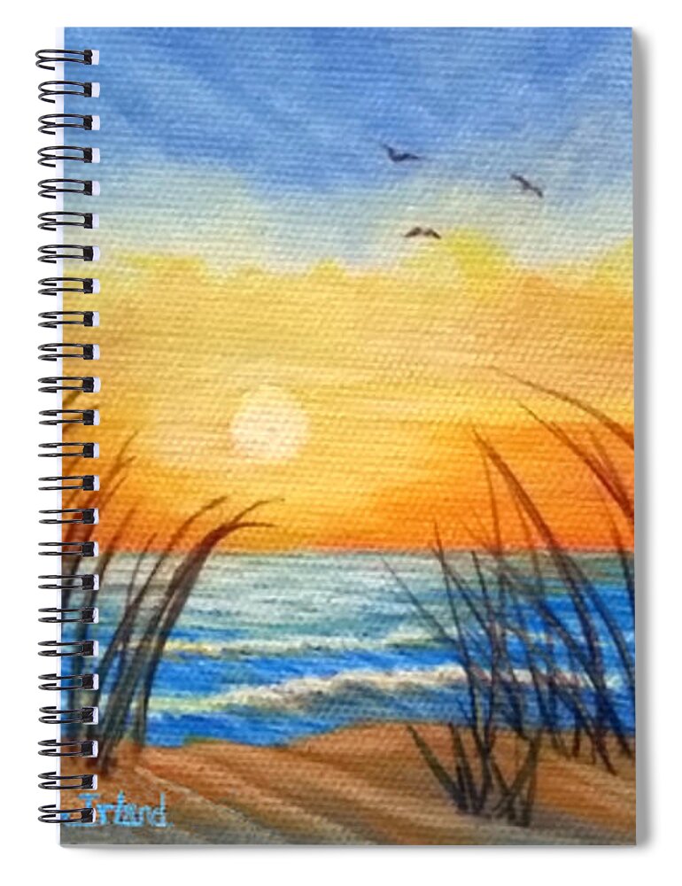 Waterscape Spiral Notebook featuring the painting Blue and Gold Sunset by Sarah Irland