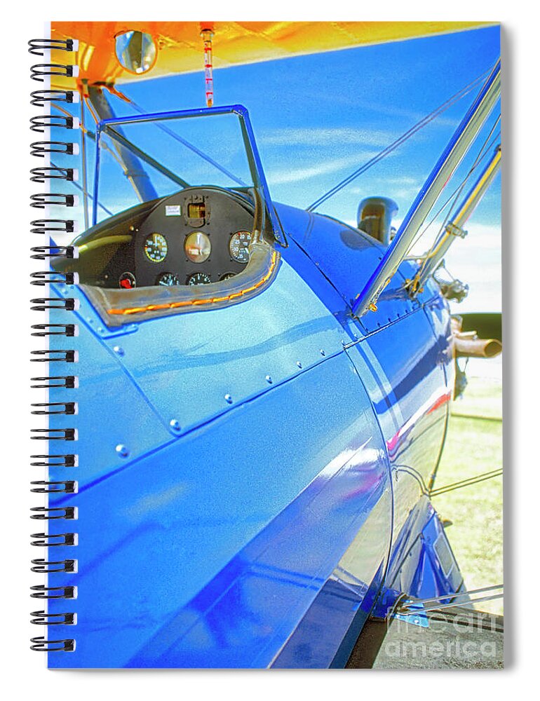 Vintage Spiral Notebook featuring the photograph Blue and Yellow bi wing by Tom Jelen