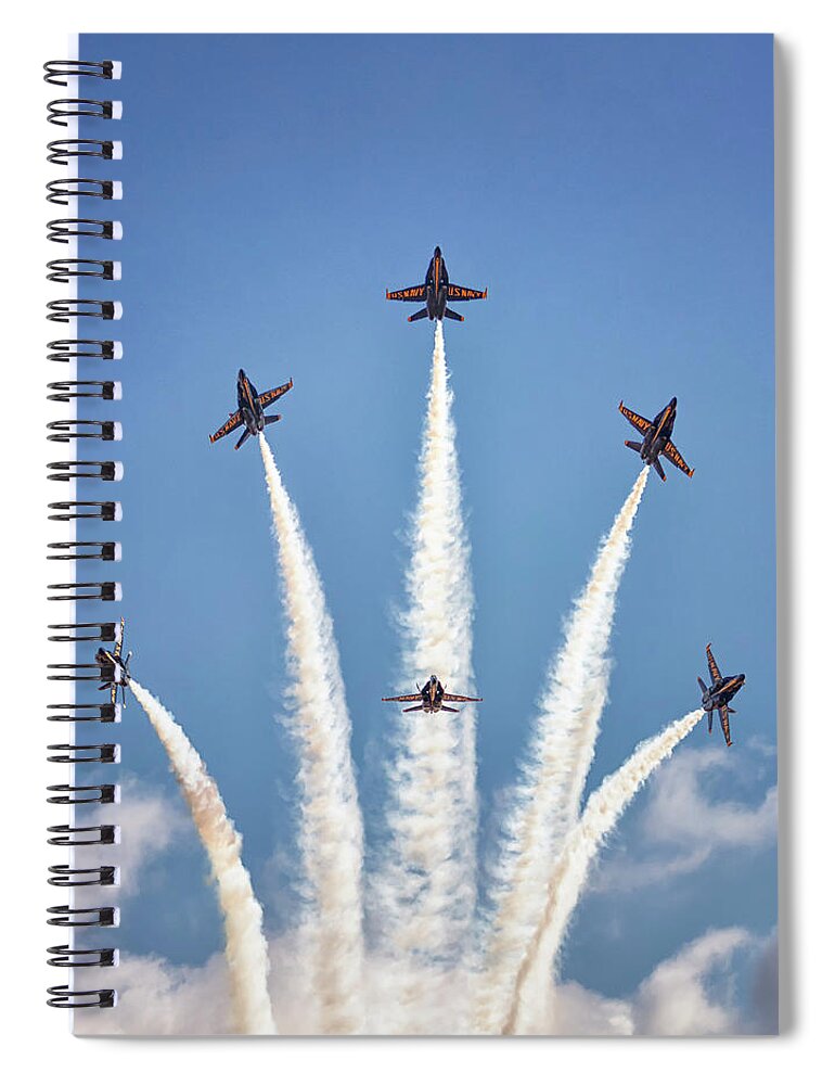 Blue Angels Spiral Notebook featuring the photograph Blue Angels Delta Break Out by American Landscapes