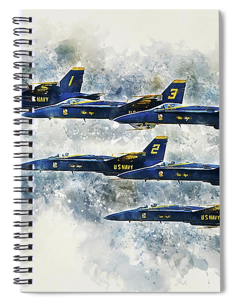 Blue Angels Spiral Notebook featuring the digital art Blue Angels - Painting by Airpower Art