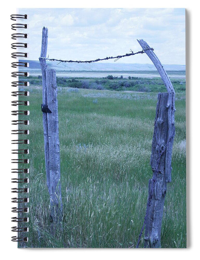 Rural Spiral Notebook featuring the photograph Blue BarbWire by Mary Mikawoz
