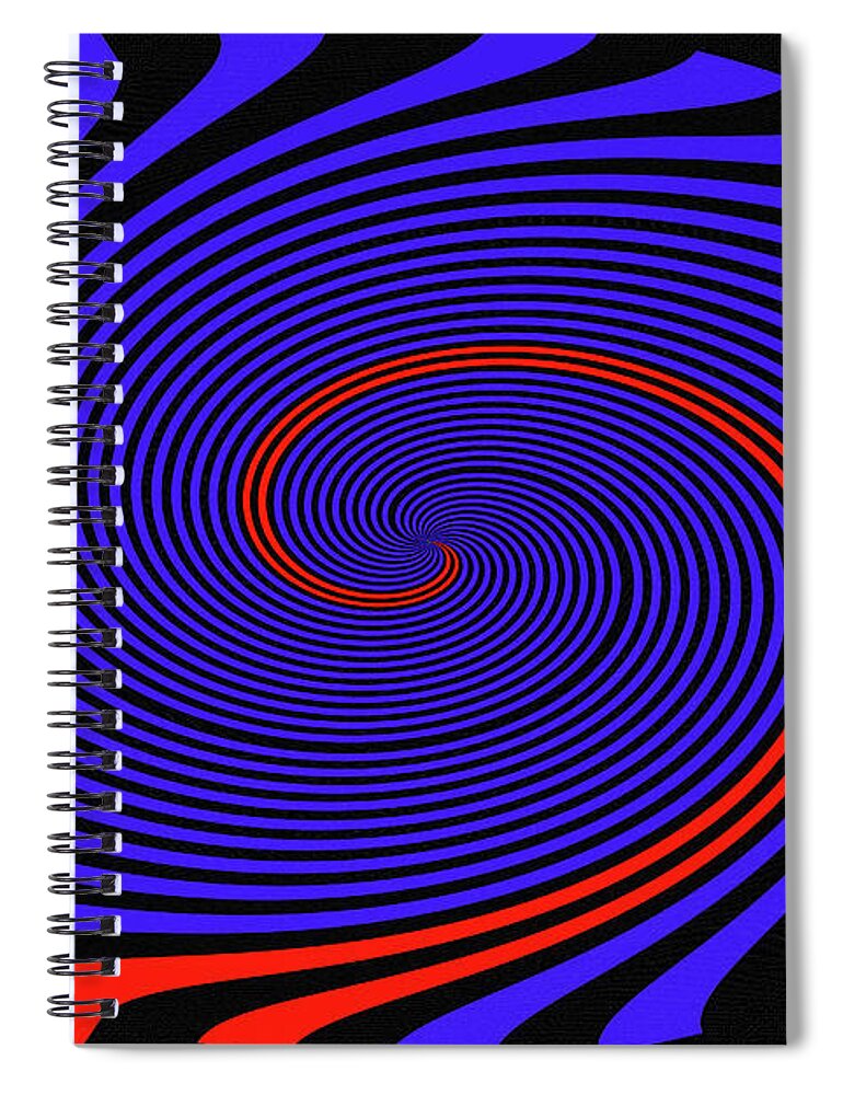 Blue Black And Red Twirl Abstract Spiral Notebook featuring the digital art Blue Black And Red Twirl Abstract by Tom Janca