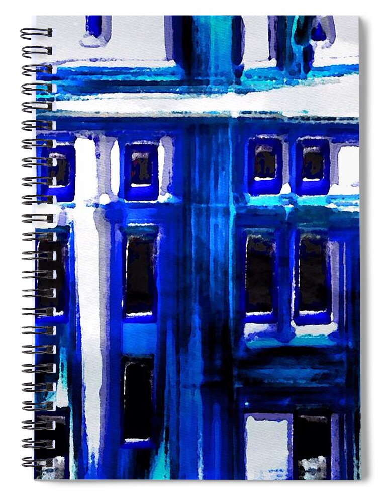 blue Buildings Spiral Notebook featuring the painting Blue Buildings by Mark Taylor