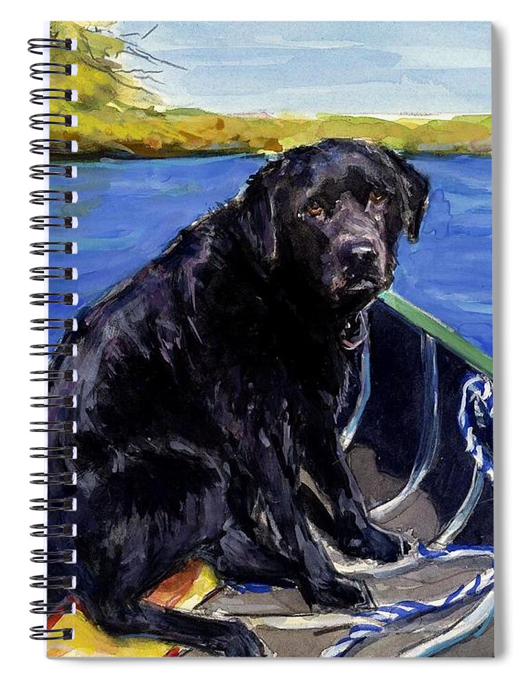 Canoe Spiral Notebook featuring the painting Blue Canoe by Molly Poole