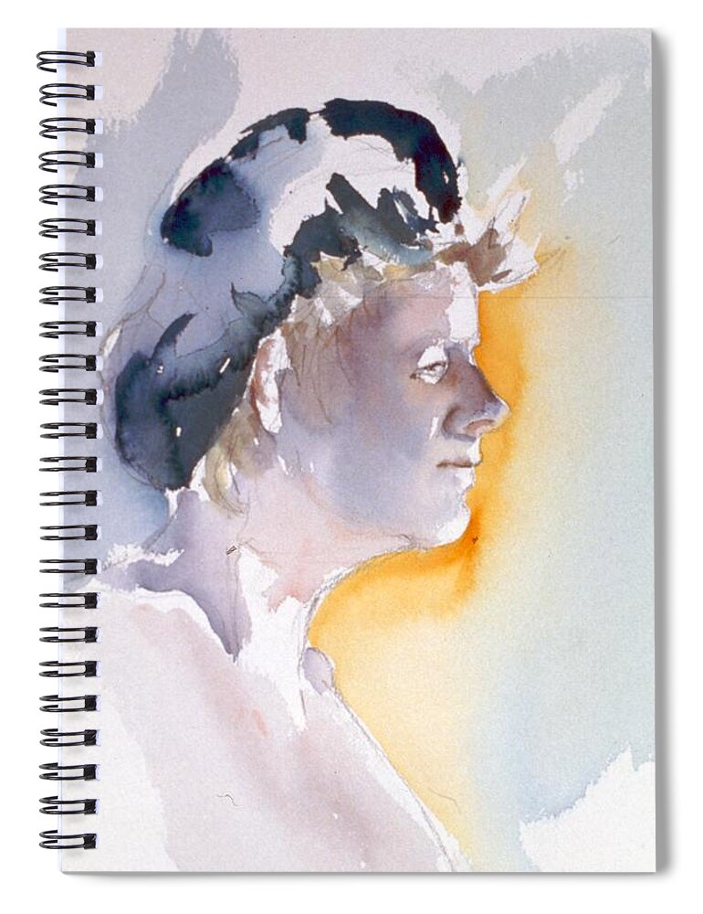 Headshot Spiral Notebook featuring the painting Blue cap by Barbara Pease