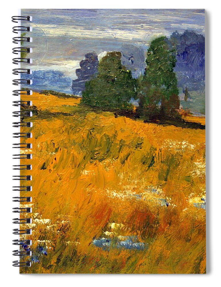 Paintings Spiral Notebook featuring the painting Blue Cornflowers on the Meadow by Julie Lueders 