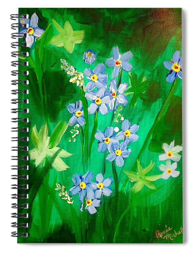 Flowers Spiral Notebook featuring the painting Blue Crocus Flowers by Renee Michelle Wenker