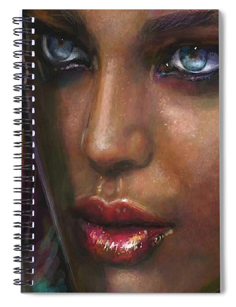 Painting Spiral Notebook featuring the painting Blue Eyes 1 by Angie Braun