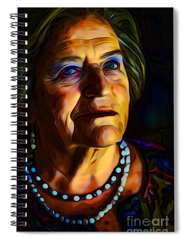 Mother Spiral Notebook featuring the digital art Blue Eyes by Pablo Avanzini