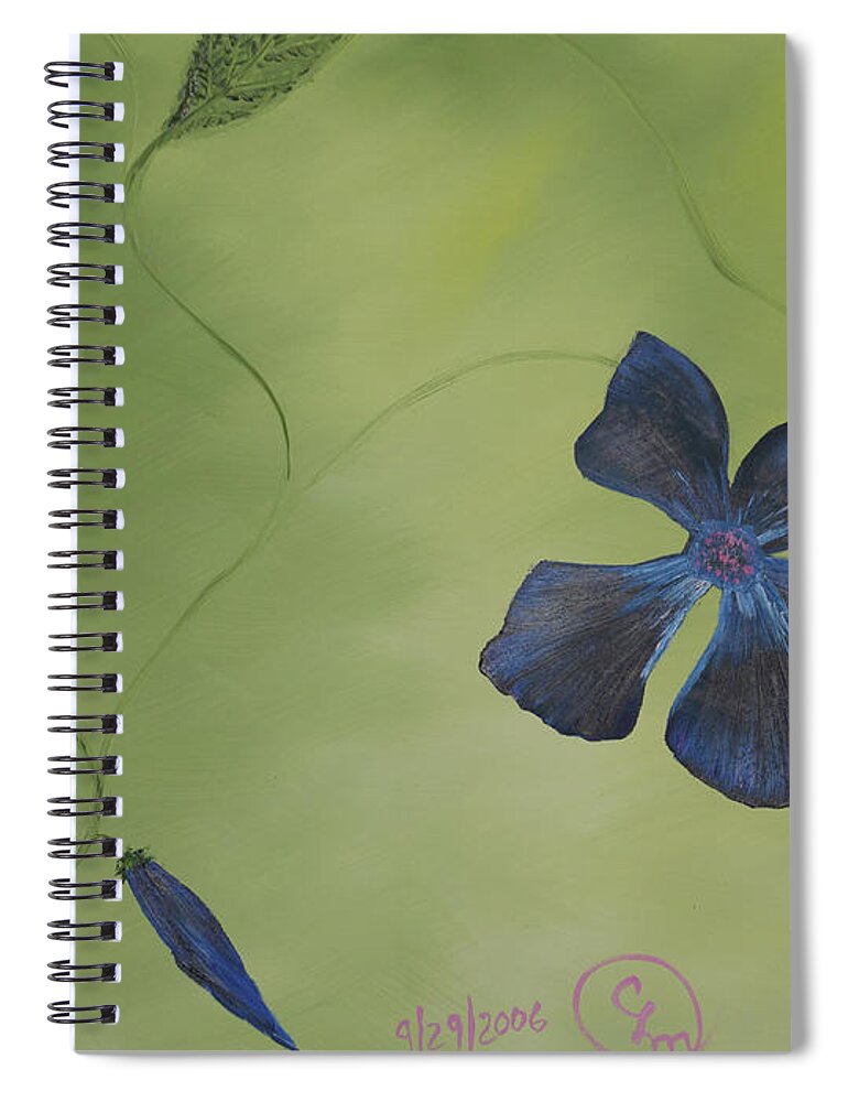 Fine Art Spiral Notebook featuring the painting Blue Flower on a Vine by Stephen Daddona
