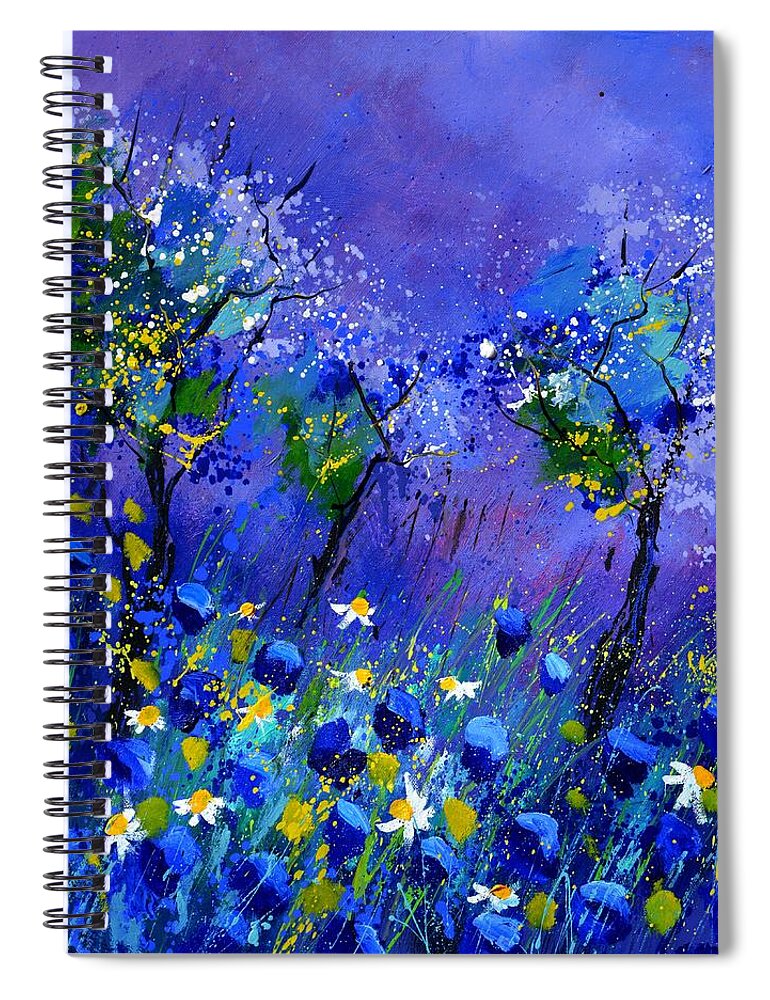 Flowers Spiral Notebook featuring the painting Blue flowers 567160 by Pol Ledent