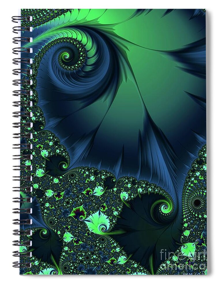 Cootie Spiral Notebook featuring the digital art Blue Green Cootie by Elizabeth McTaggart
