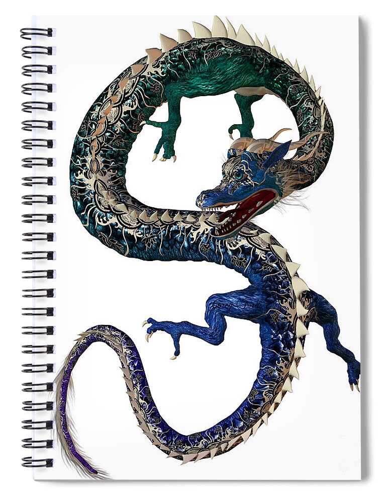 Dragon Spiral Notebook featuring the painting Blue Green Dragon by Corey Ford