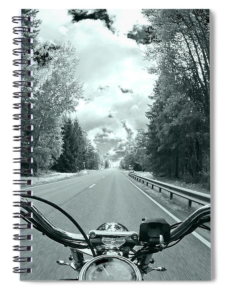 Harley Spiral Notebook featuring the photograph Blue Harley by Micah May