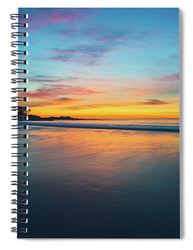 Af Zoom 24-70mm F/2.8g Spiral Notebook featuring the photograph Blue Hour at Carmel, CA Beach by John Hight