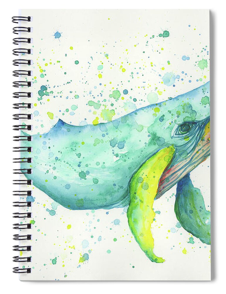 Darice Spiral Notebook featuring the painting Blue Humpback by Darice Machel McGuire