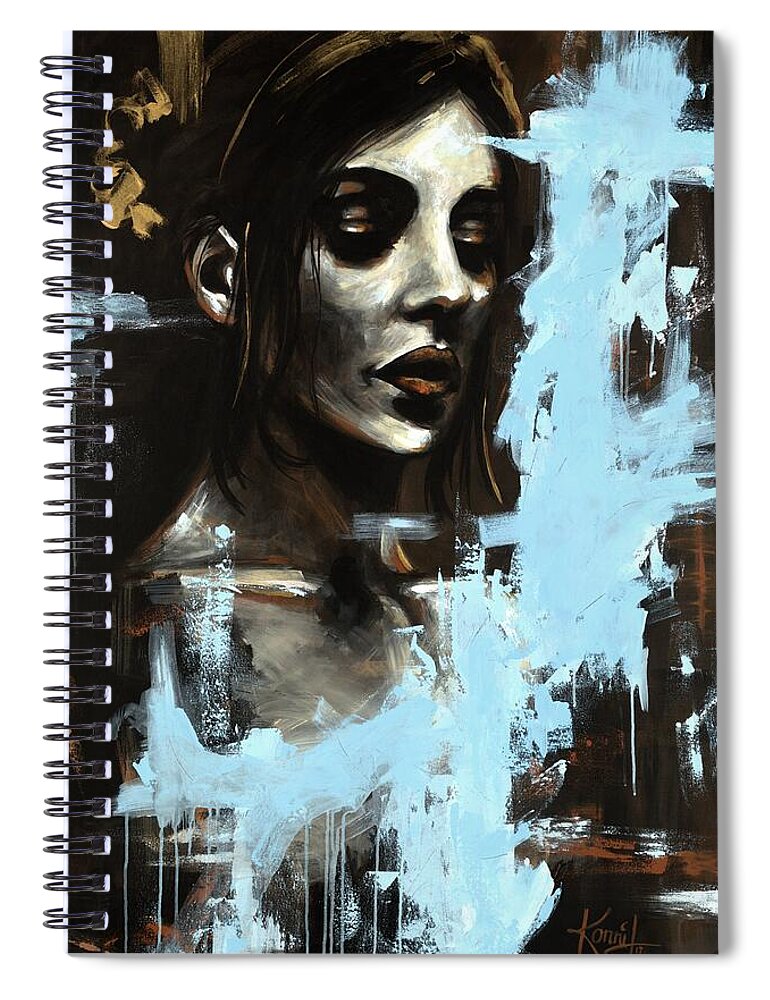 Blue Spiral Notebook featuring the painting Blue by Konni Jensen